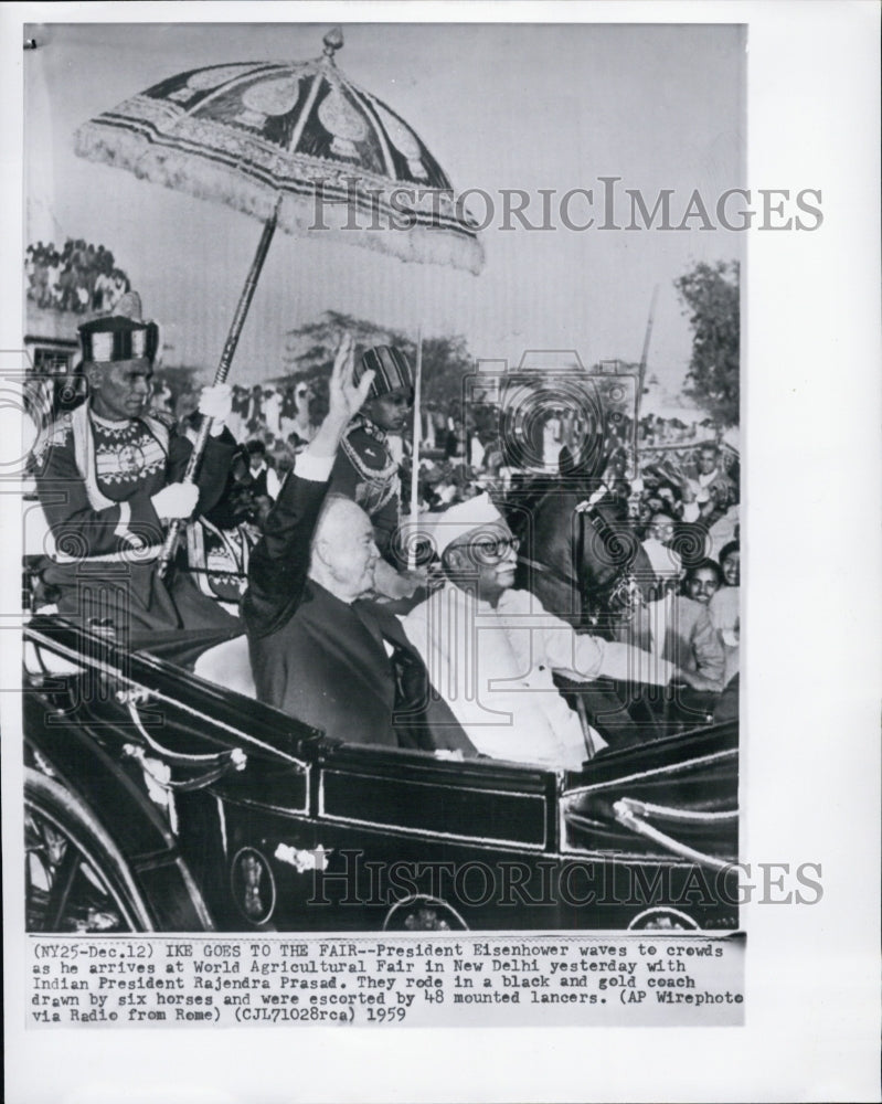 1959 Press Photo President Dwight Eisenhower World Agricultural Fair Parade - Historic Images