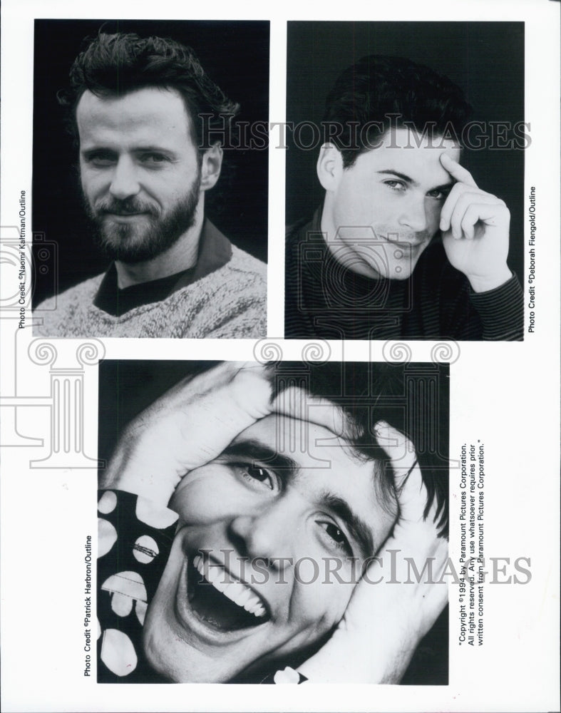 1995 Press Photo Aidan Quinn(upper left),Rob lowe(upper right) & Jim Carey(lower - Historic Images