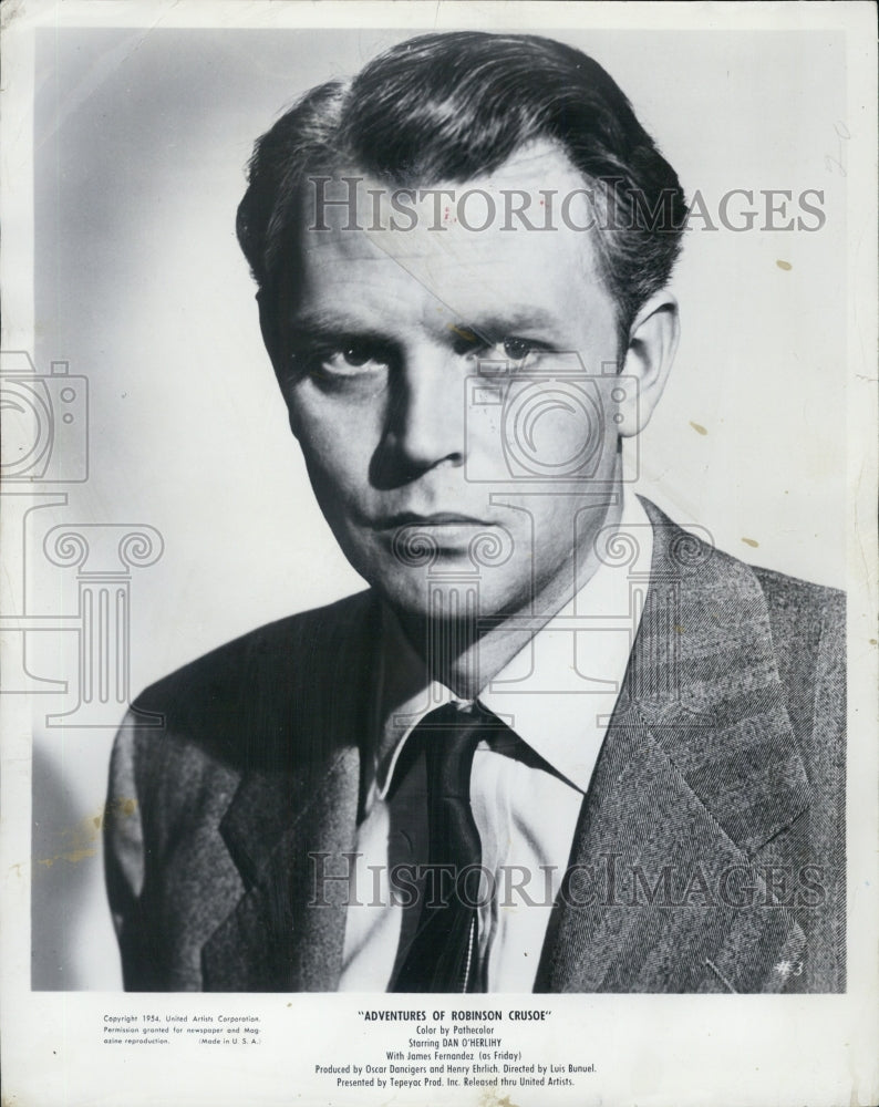 1954 Press Photo Dan Herlihy Stars "Adventures Robinson Crusoe United Artists - Historic Images