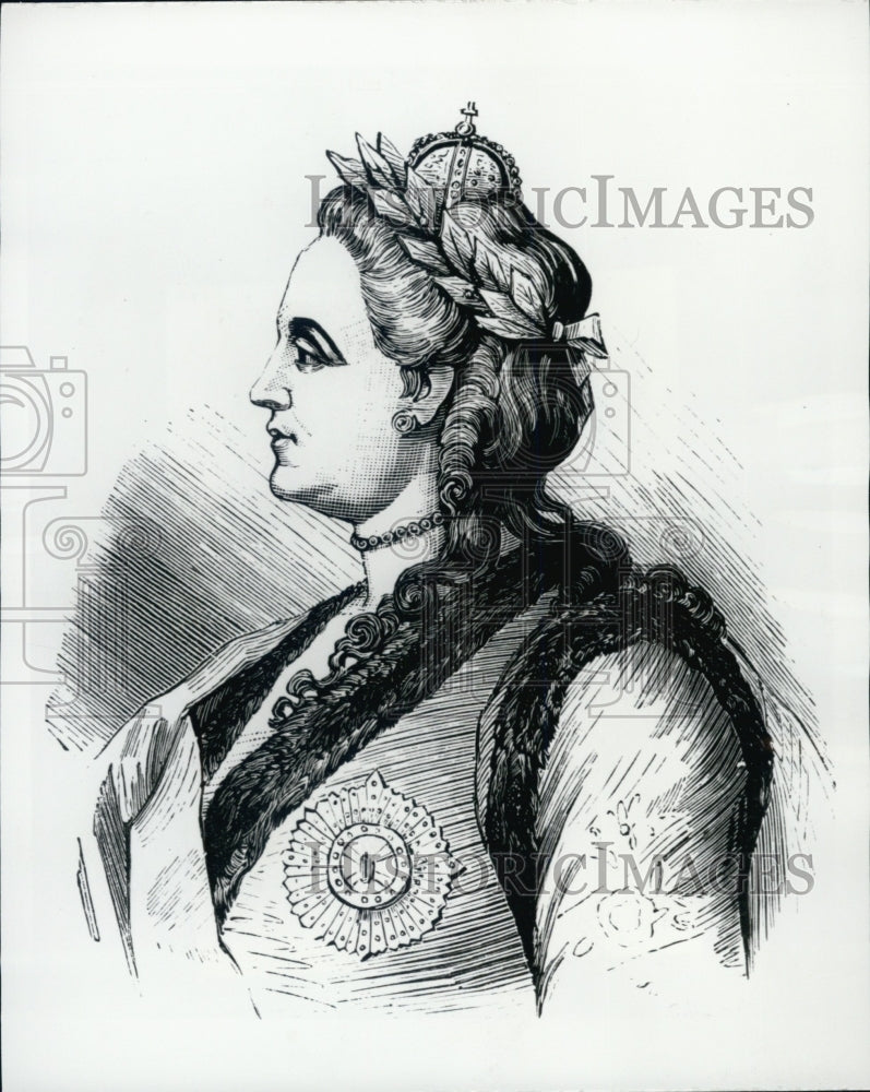 Press Photo Drawing of Catherine II of Russia/Library of Congress - Historic Images