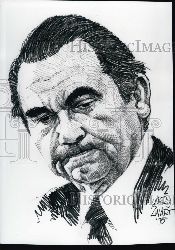 1975 Illistration by Larry Zwart of George Wallace forAPN ,Jules Loh - Historic Images