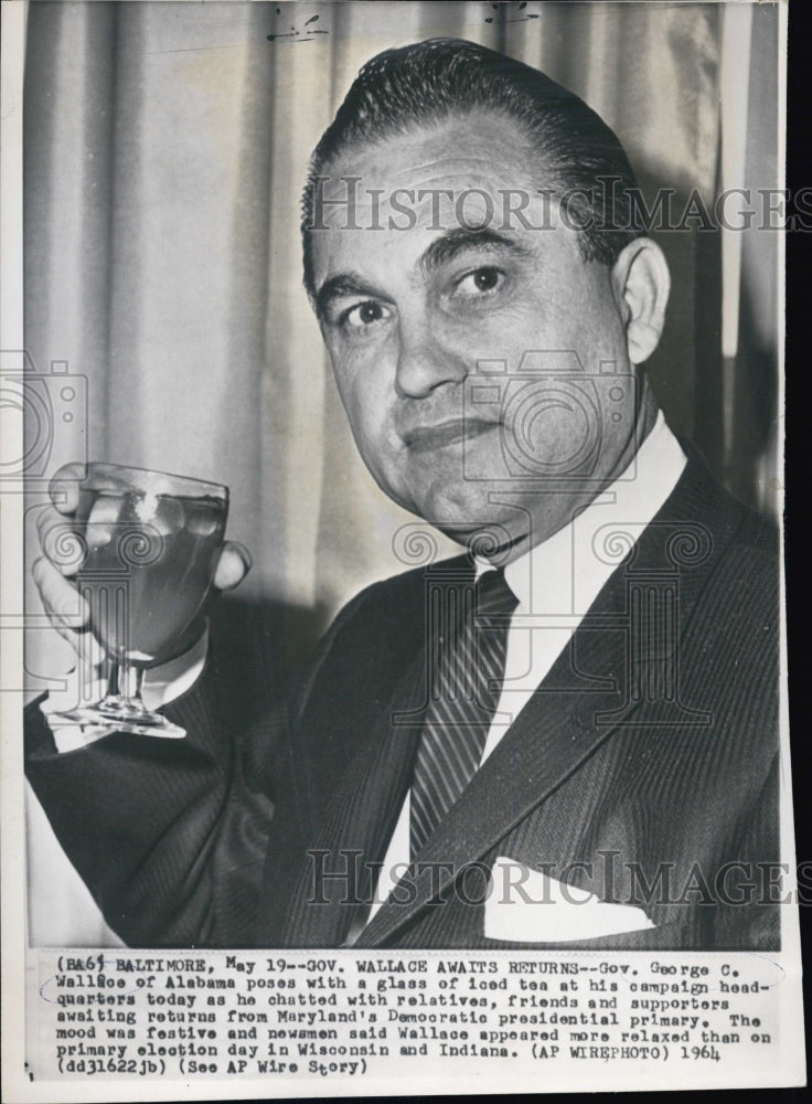 1964 Governor Wallace Awaits Returns - Historic Images
