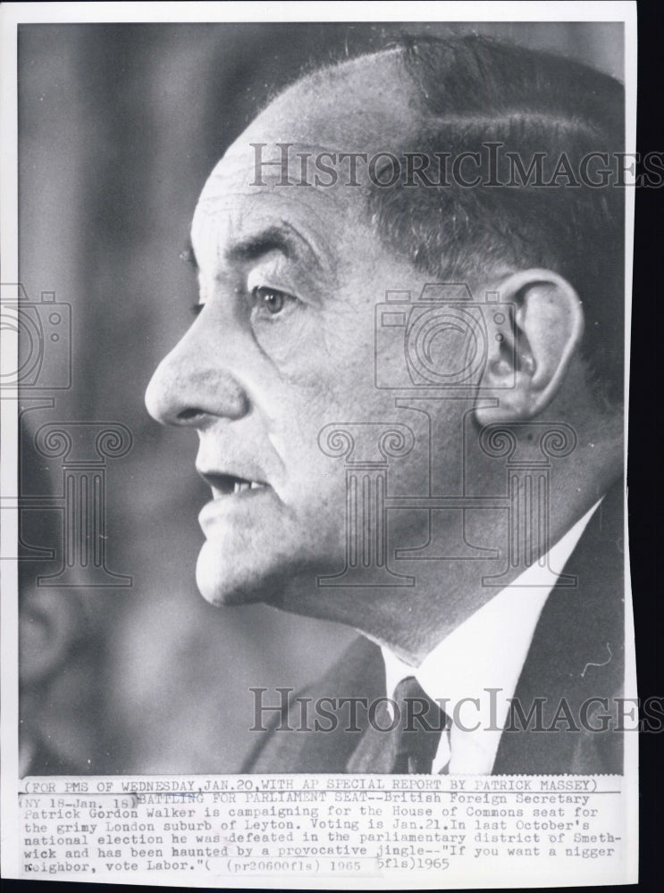 1965 Press Photo British Foreign Secretary Patrick Gordon Walker - Historic Images