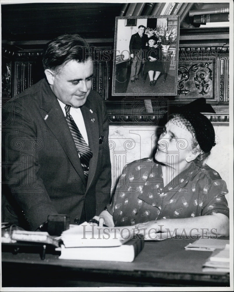 1958 Press Photo Sec Of State Edward Cronin and Mother,MrsAlice Martin Cronin - Historic Images