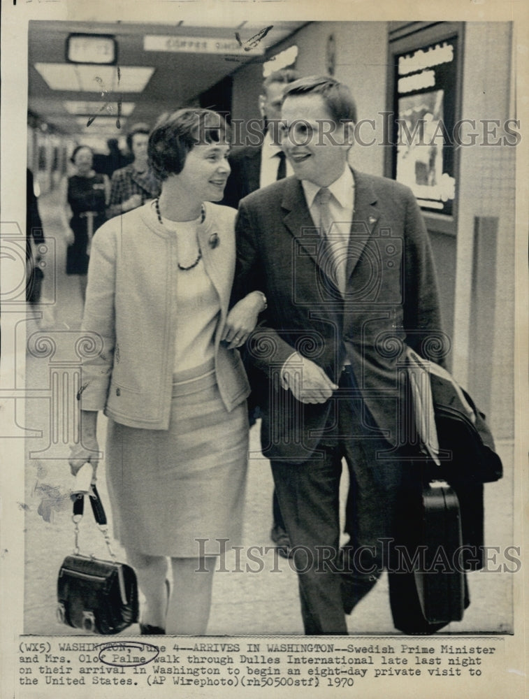 1970 Press Photo Swedish Prime Minister & Mrs. Olof Palme - Historic Images