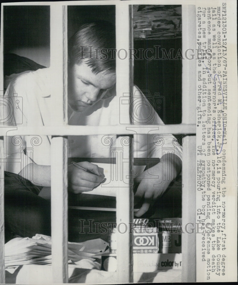 1967 Press Photo No-Mercy First Degree Conviction of Fred M. Esherick , Jr - Historic Images