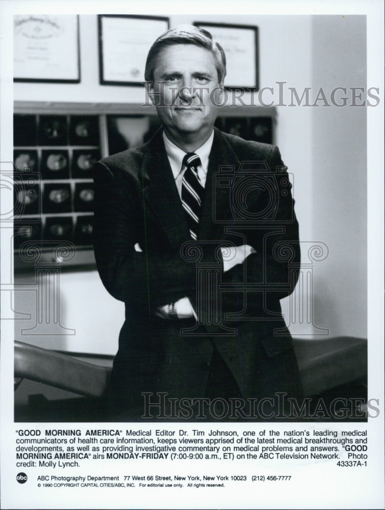 1990 Press Photo &quot;Good Morning America&quot; Medical Editor Dr. Tim Johnson - Historic Images