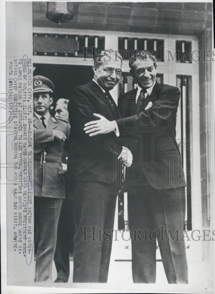 1963 Press Photo Pres. Victor Paz Estenssoro & Mexican Pres. Adolfo Lopez Mateos - Historic Images