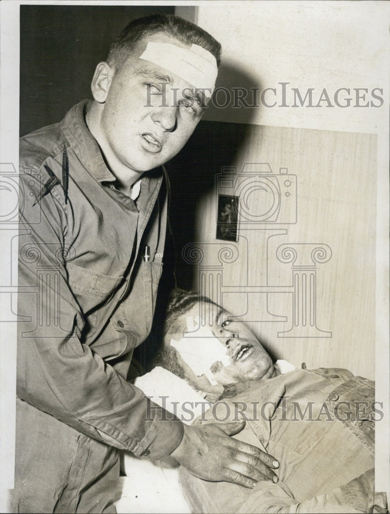 1955 Press Photo Kudera &amp; Jennings-lucky to be alive - Historic Images