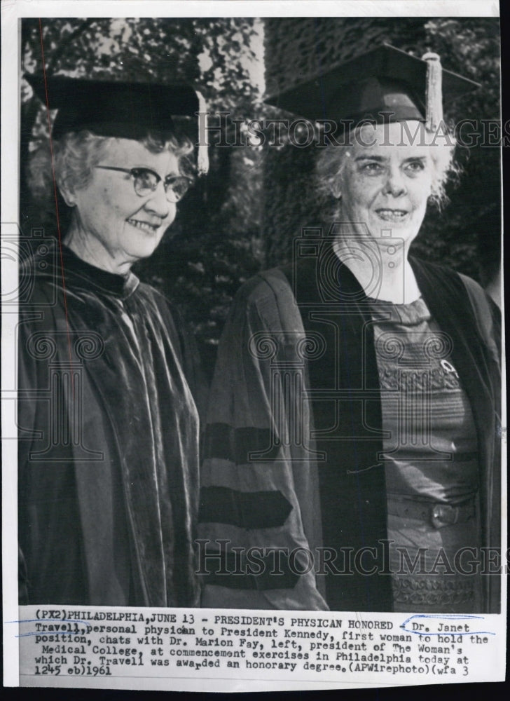 1961 Dr Marion Fay Chats Dr Janet Travell Honorary Degree College - Historic Images