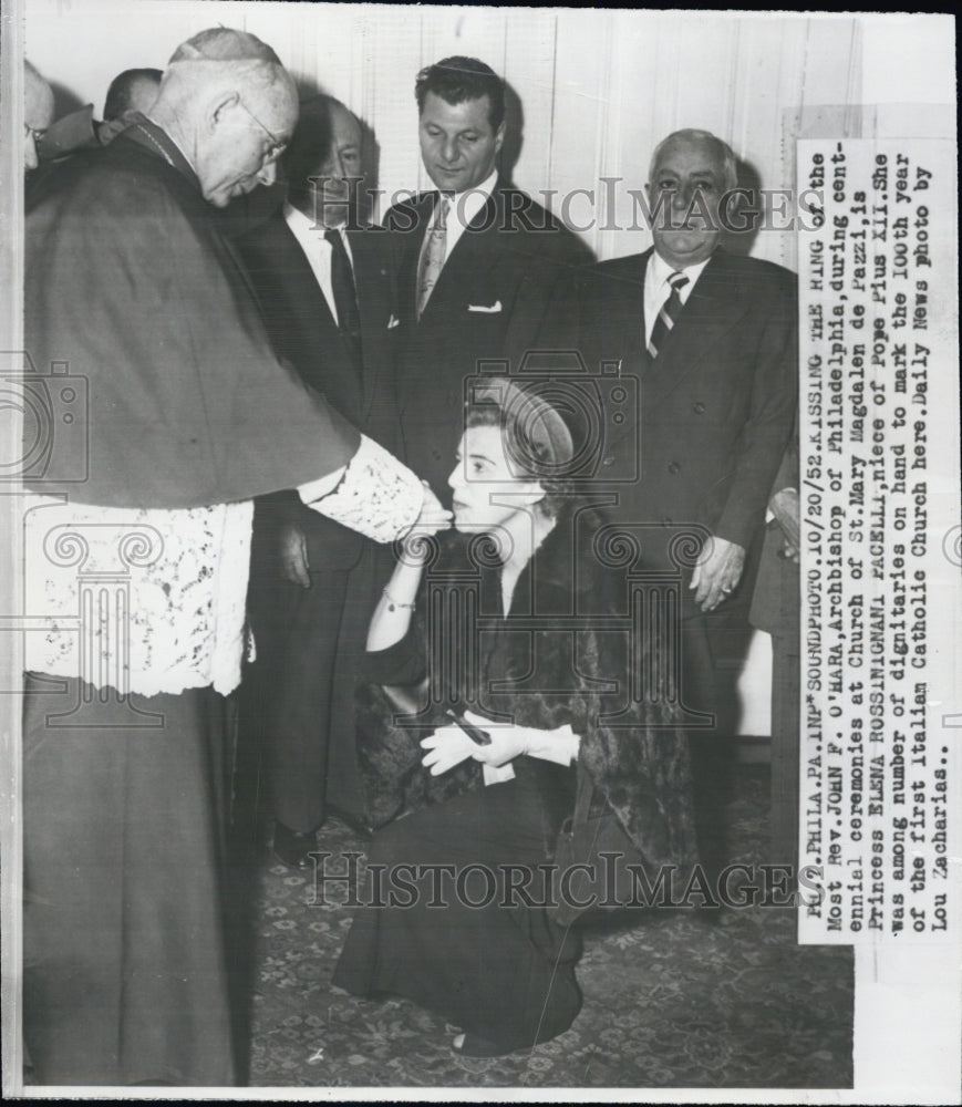 1952 Philadelphia Archbishop John O'Hara Princess Elena Pacelli - Historic Images