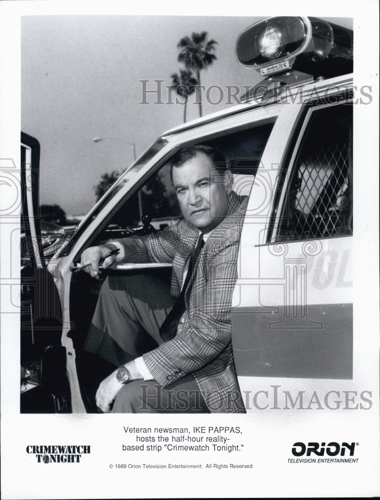 1989 Press Photo Veteran newsman, Ike Pappas host the &quot;half-hour reality- based - Historic Images