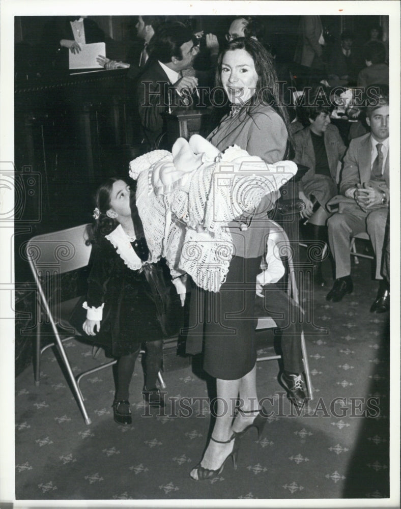 Pres Photo Mrs Donna Trombley wife Rep. Peter Trombley with 3 wk old son Vincent - Historic Images