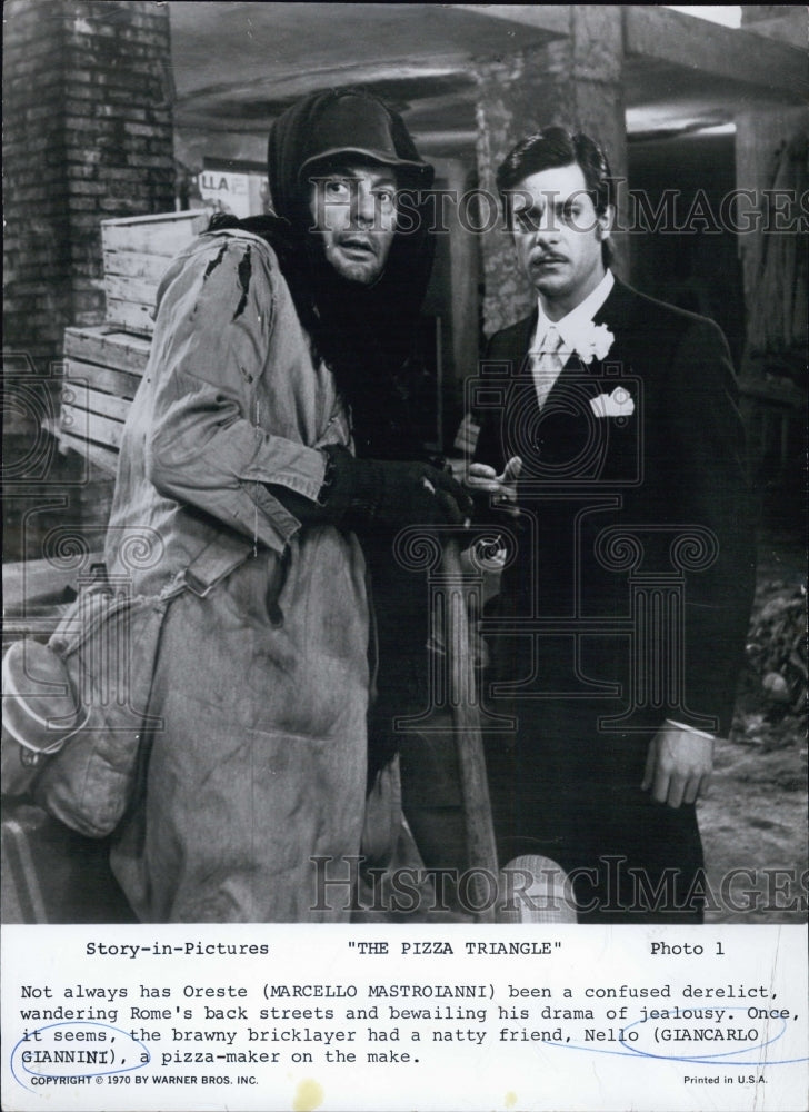 1971 Press Photo Actor Marcello Mastroianni and Giancarlo Giannini - RSG90055 - Historic Images