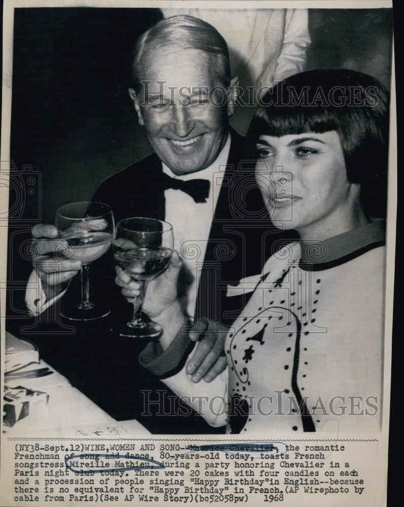 1968 Mireille Mathieu with Maurice Chevalier - Historic Images