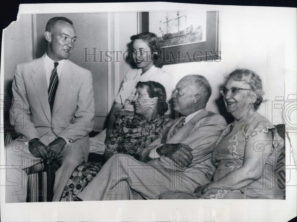 1952 Mr & Mrs Eisenhower entertain their son, Maj. John Eisenhower, - Historic Images