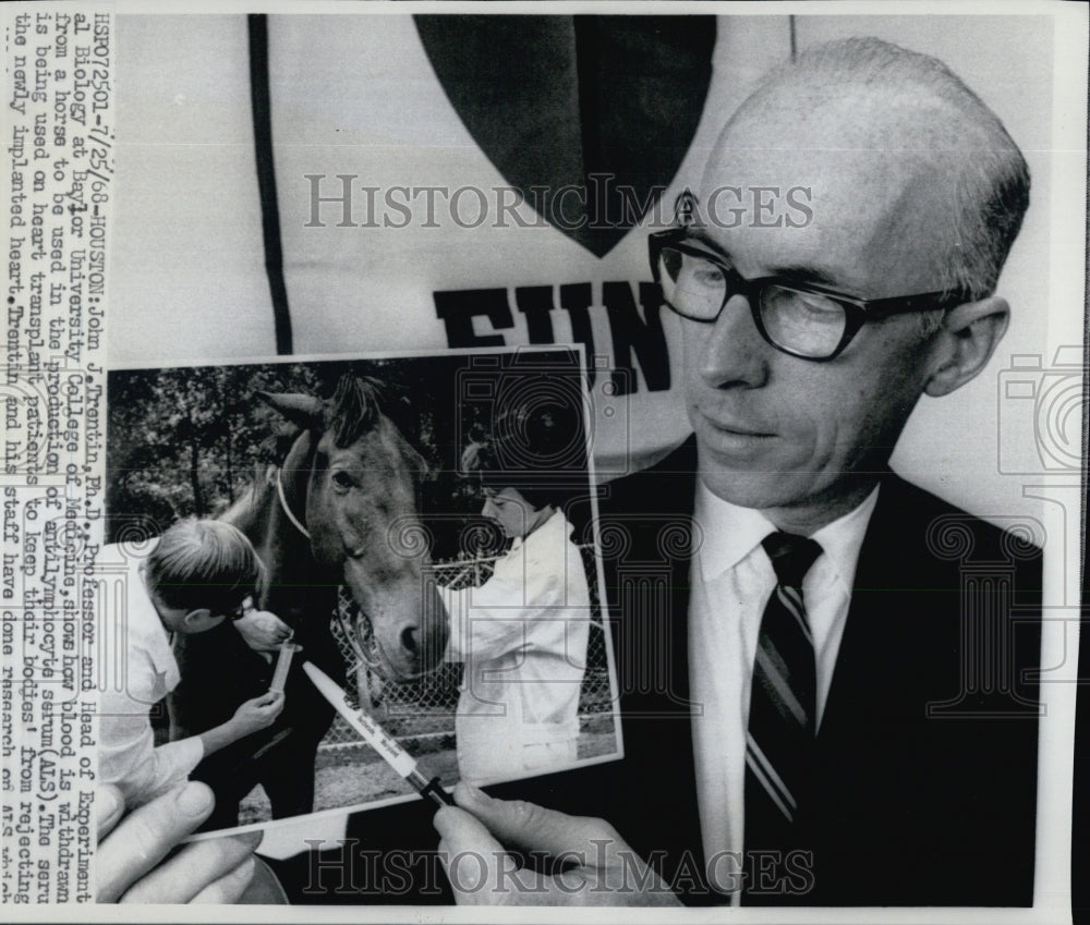 1968 Press Photo John Trentin PhD Head Experiment Biology Baylor Univ Medicine - Historic Images