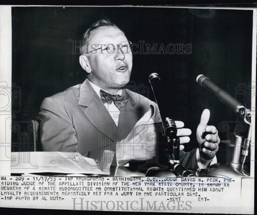 1955 Press Photo Judge David Peck presiding judge Appellate Div  NY State Courts - Historic Images