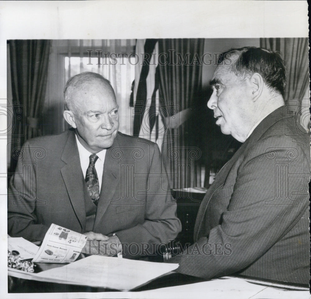 1956 President Eisenhower meets with Cong. J.W. Martin Jr. - Historic Images