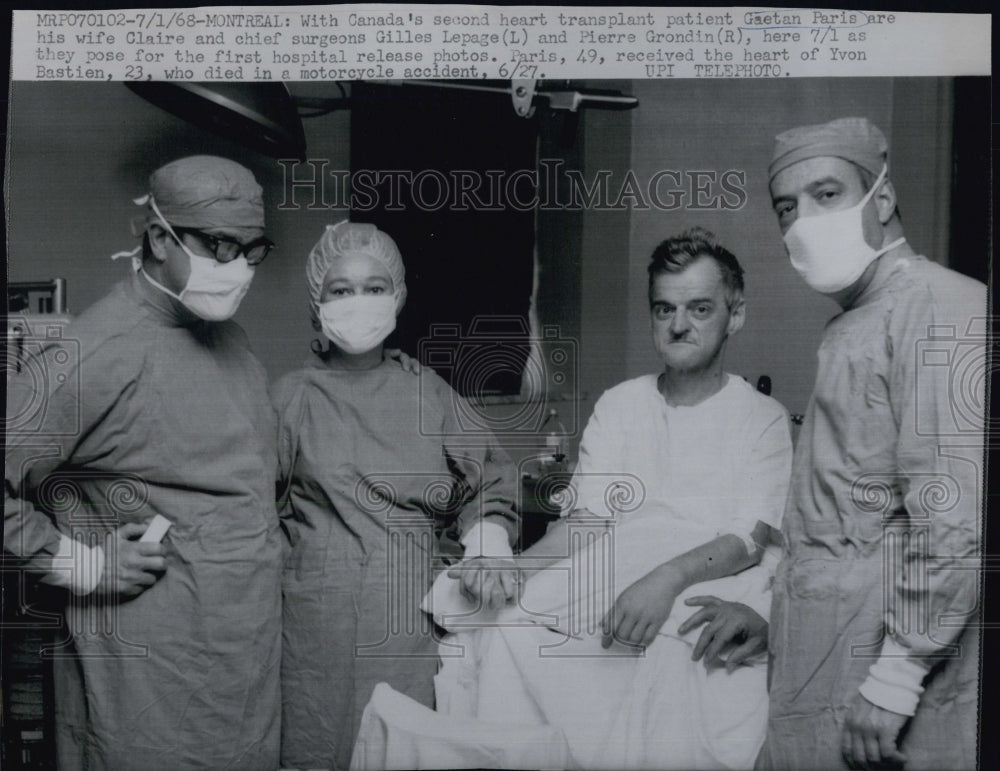 1968 Press Photo Canada&#39;s 2nd heart transplant patient Gaetan Paris wife Claire - Historic Images