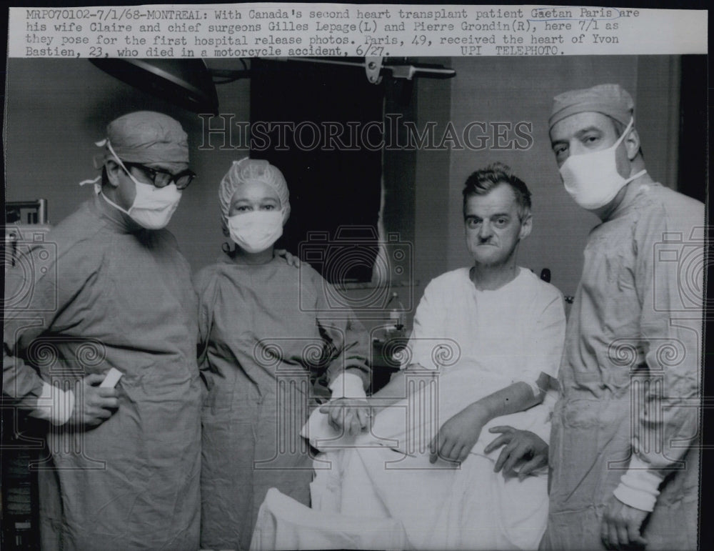 1968 Press Photo Canada's 2nd heart transplant patient Gaetan Paris wife Claire - Historic Images