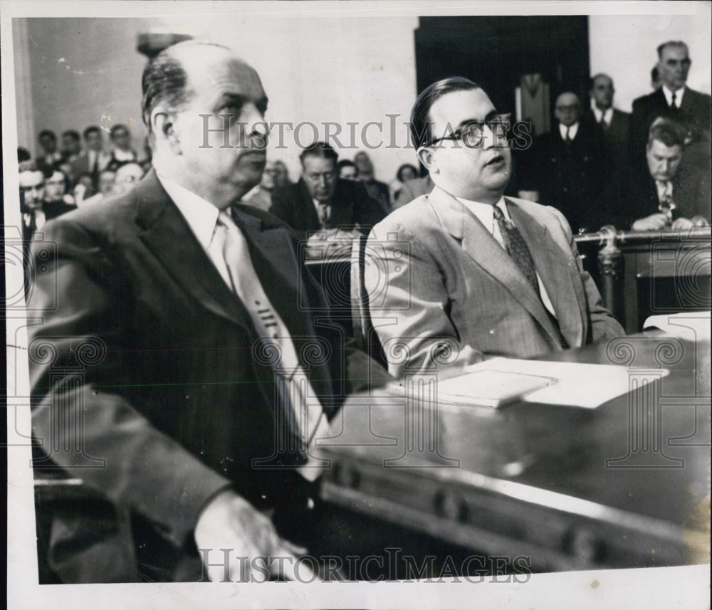 1954 Atty Oliver Allen Theodore Pappas in court before thrown out - Historic Images