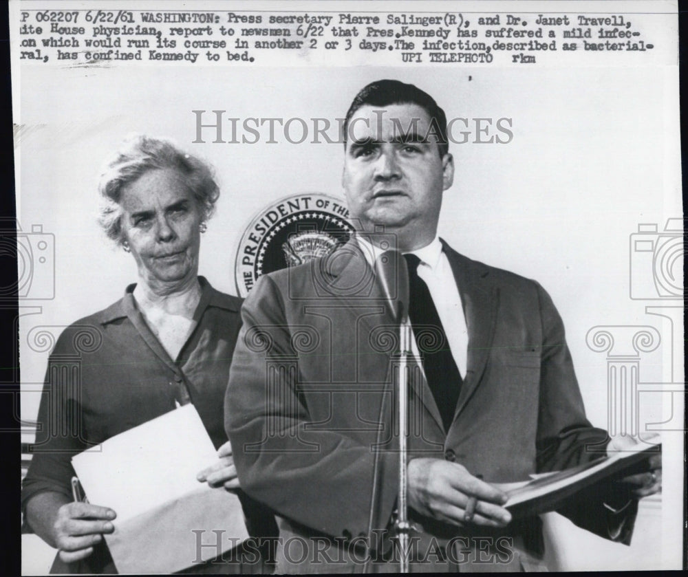 1961 Press Secretary Pierre Salinger and DrJanet Travell white - Historic Images