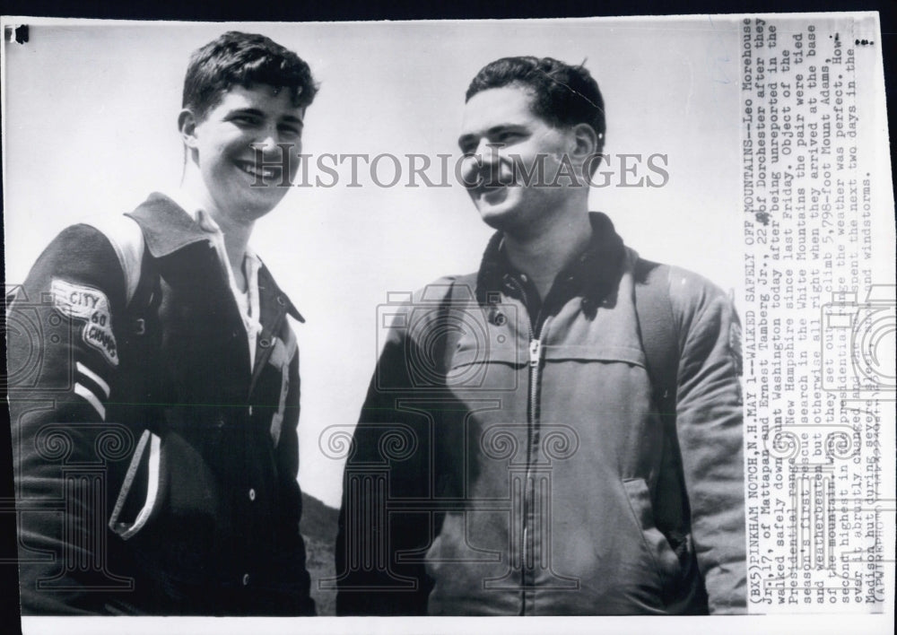 1952 Leo Morehouse &amp; Ernest Tamberg Jr. safely down Mt. Washington - Historic Images