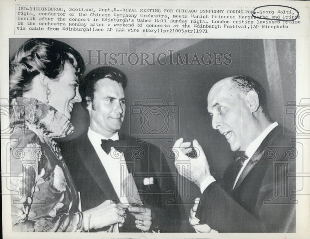 1971 George Solti Conductor ChicagoSymphony Danish Princess Margaret - Historic Images