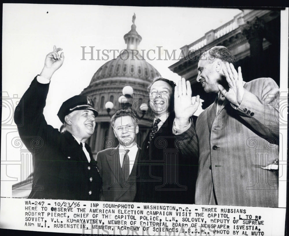 1956 Press Photo 3 Russians here to observe American Election Campaign - Historic Images