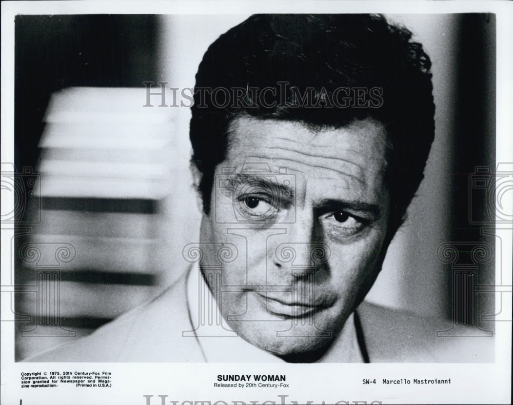 1975 Italian Actor Marcello Mastroianni in "Sunday Woman" Film - Historic Images
