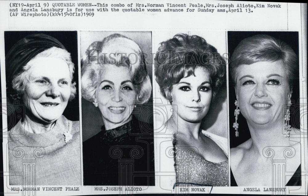 1969 Press Photo Mrs. Norman Vincent Peale, Mrs. Joseph Alioto, Kim Novak - Historic Images