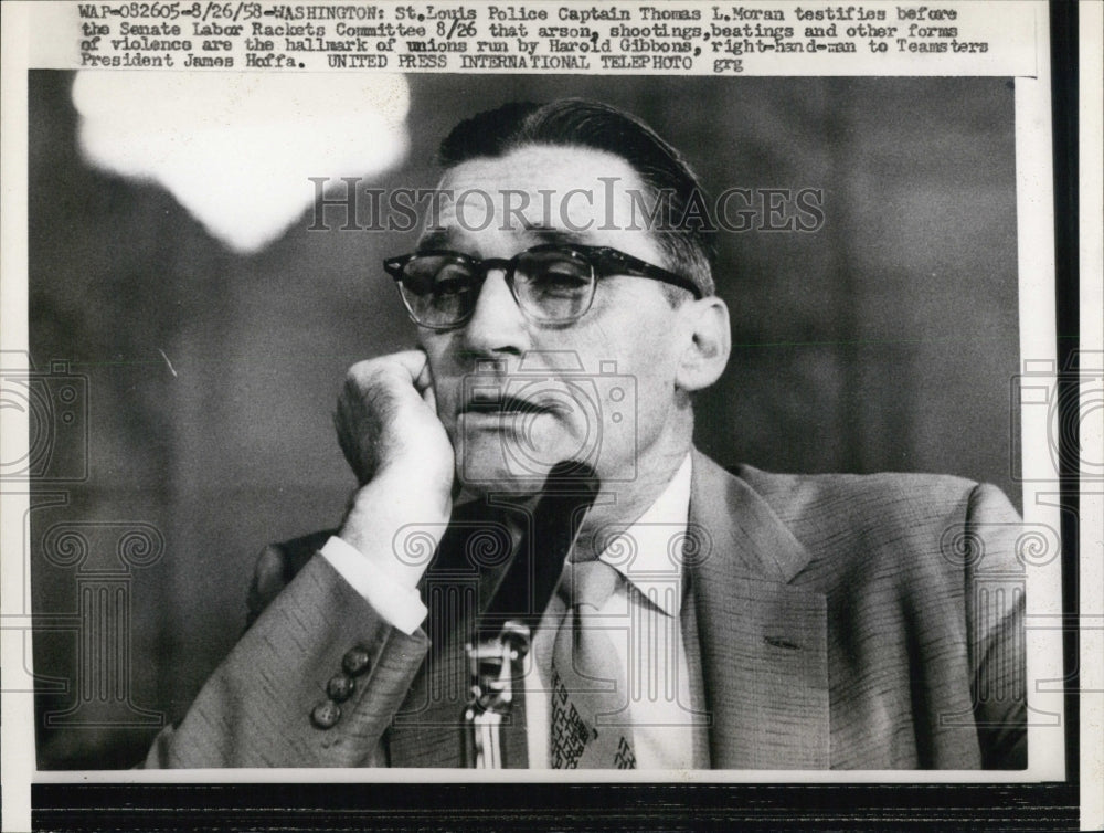 1958 St. Louis Police Captain Thomas L. Moran Testifies in Court - Historic Images