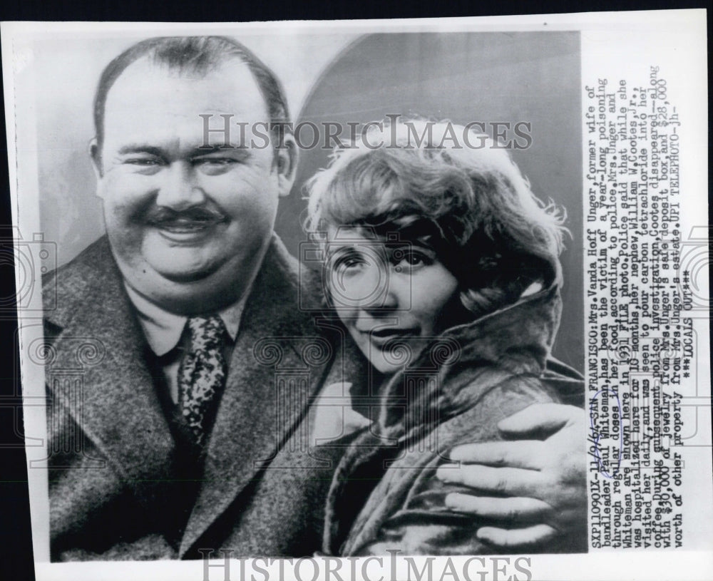 1964 Press Photo Bandleader Paul Whiteman & Wife Vanda Hoff Unger - Historic Images