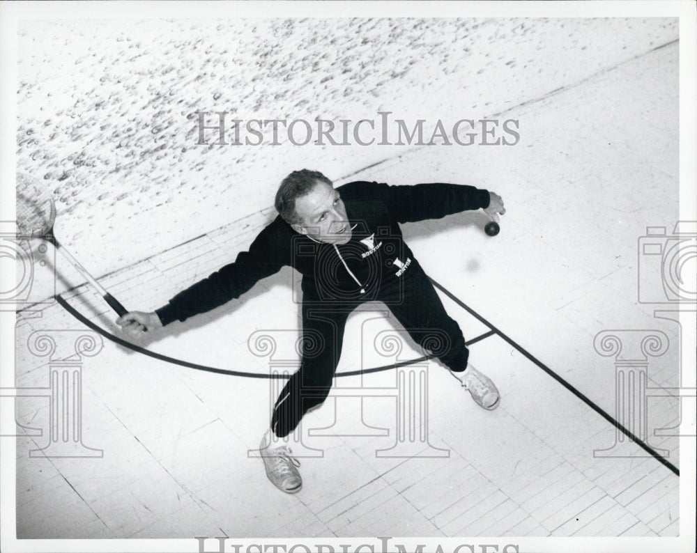 1969 Racquetball Player in Mid Swing from Above - Historic Images