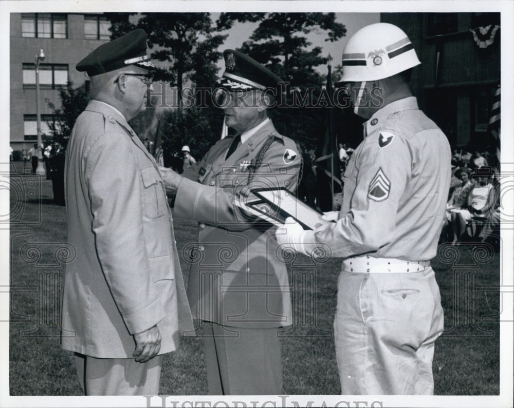 1964 Press Photo Brig. Gen. Merrill L. Tribe Receives Retirement Award - Historic Images