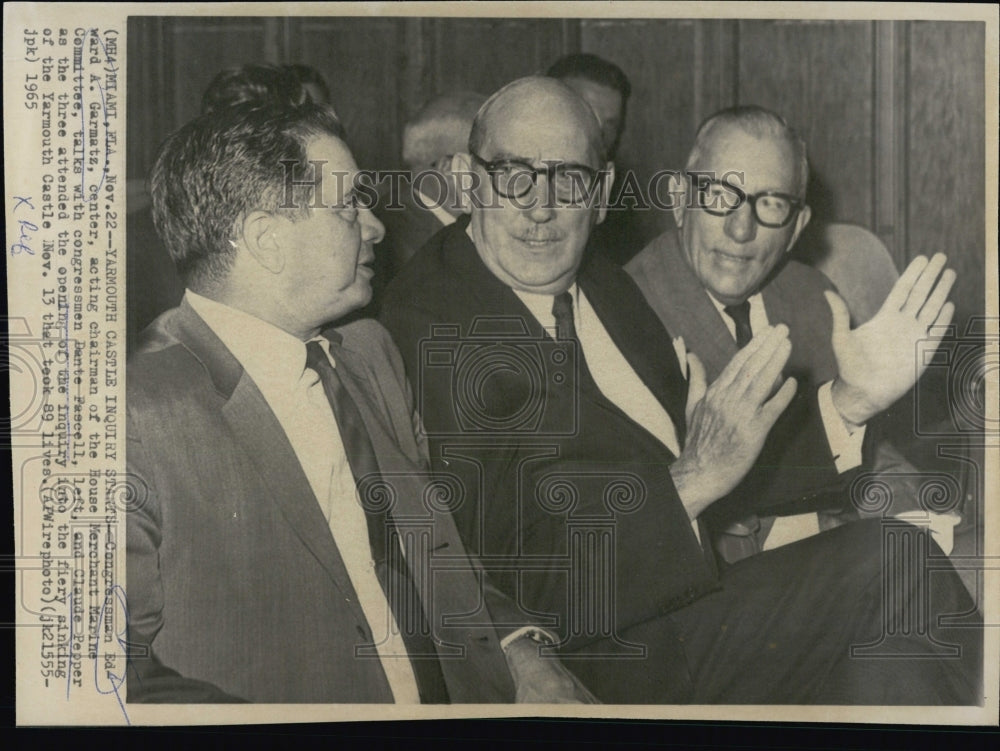 1965 Press Photo Congressmen Edward A. Garmatz, Dante Fascell &amp; Claude Pepper - Historic Images