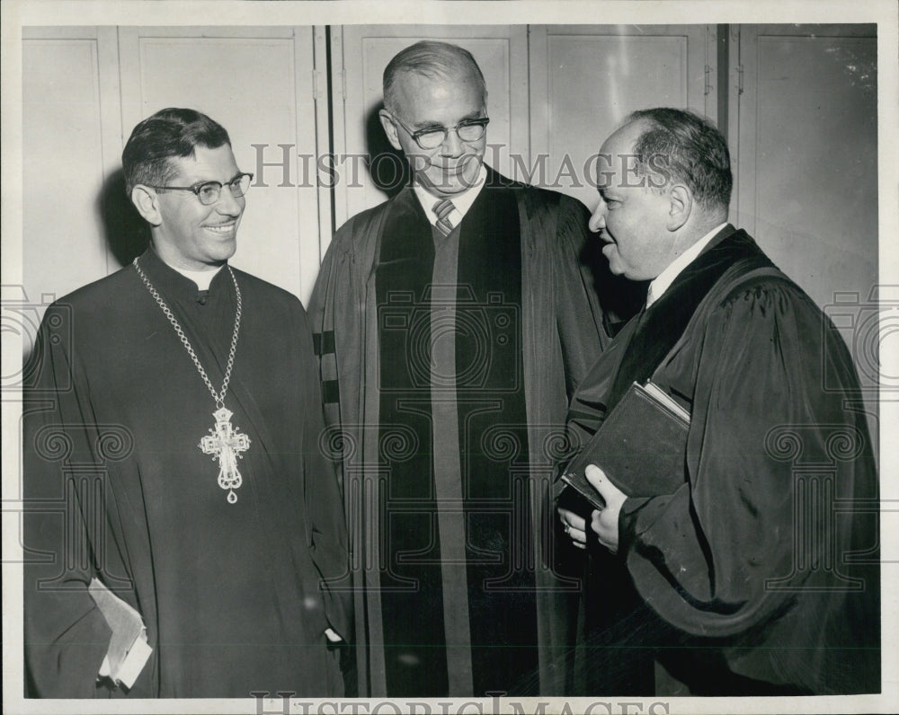 1958 Very Rev. Takoros Garmatis meets church leaders in Somerville - Historic Images