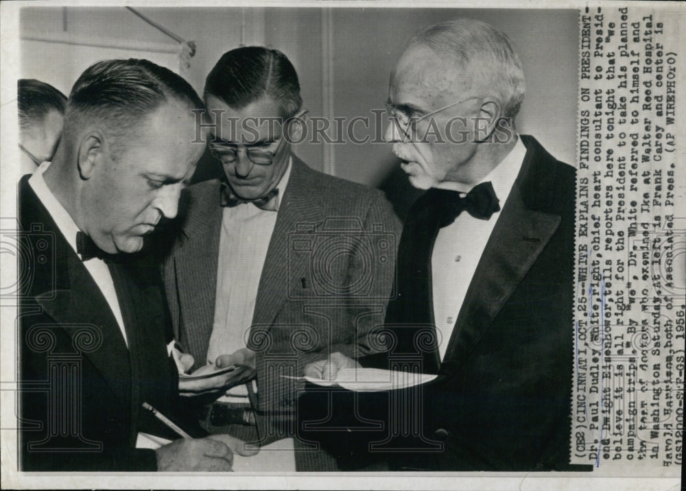 1956 Dr. Paul Dudley White talks with press about President's health-Historic Images