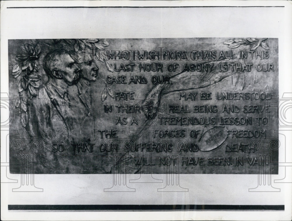 Press Photo Sacco Vanzetti Memorial Tablet Gutzon Borglund Scenic Auditorium - Historic Images