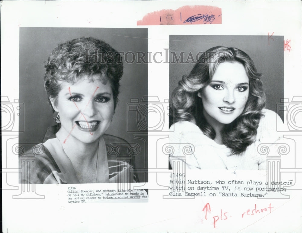 Press Photo Gillian Spence All My Children Robin Mattson Santa Barbara - Historic Images