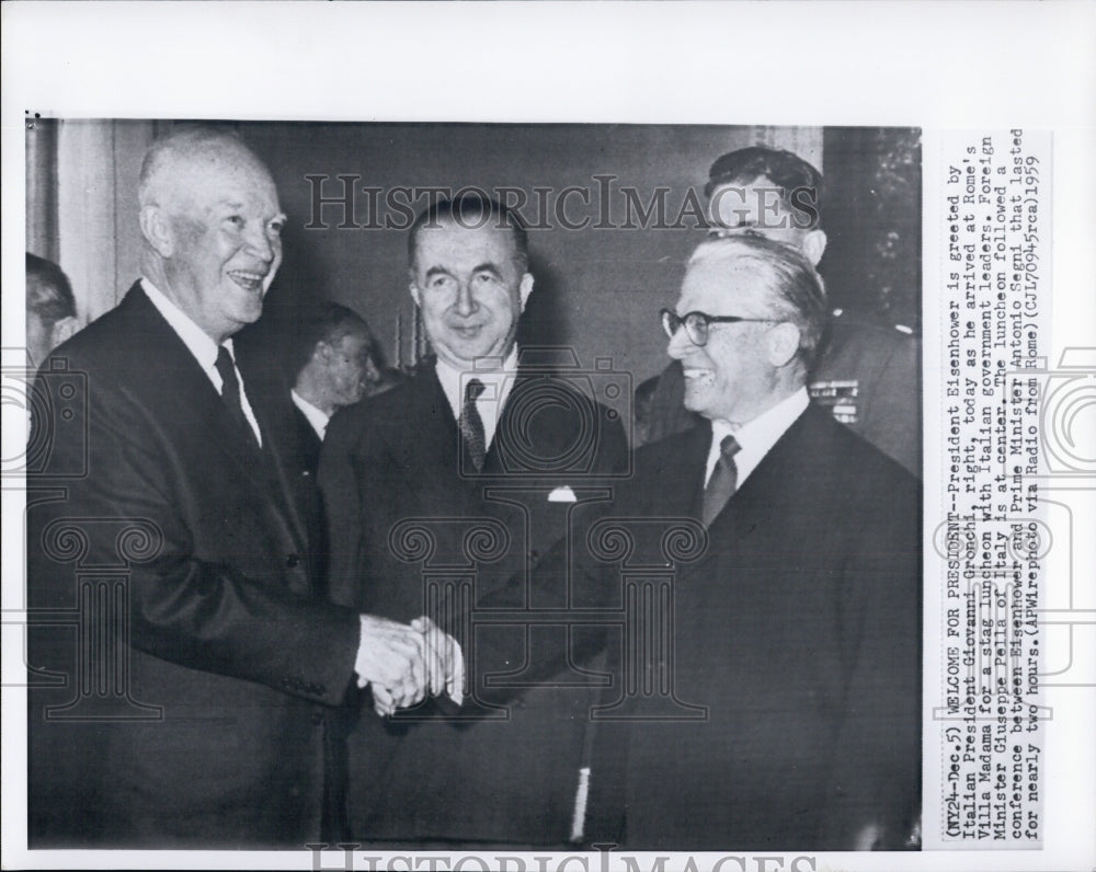 1959 President Eisenhower greeted by Italian President Gronchi - Historic Images