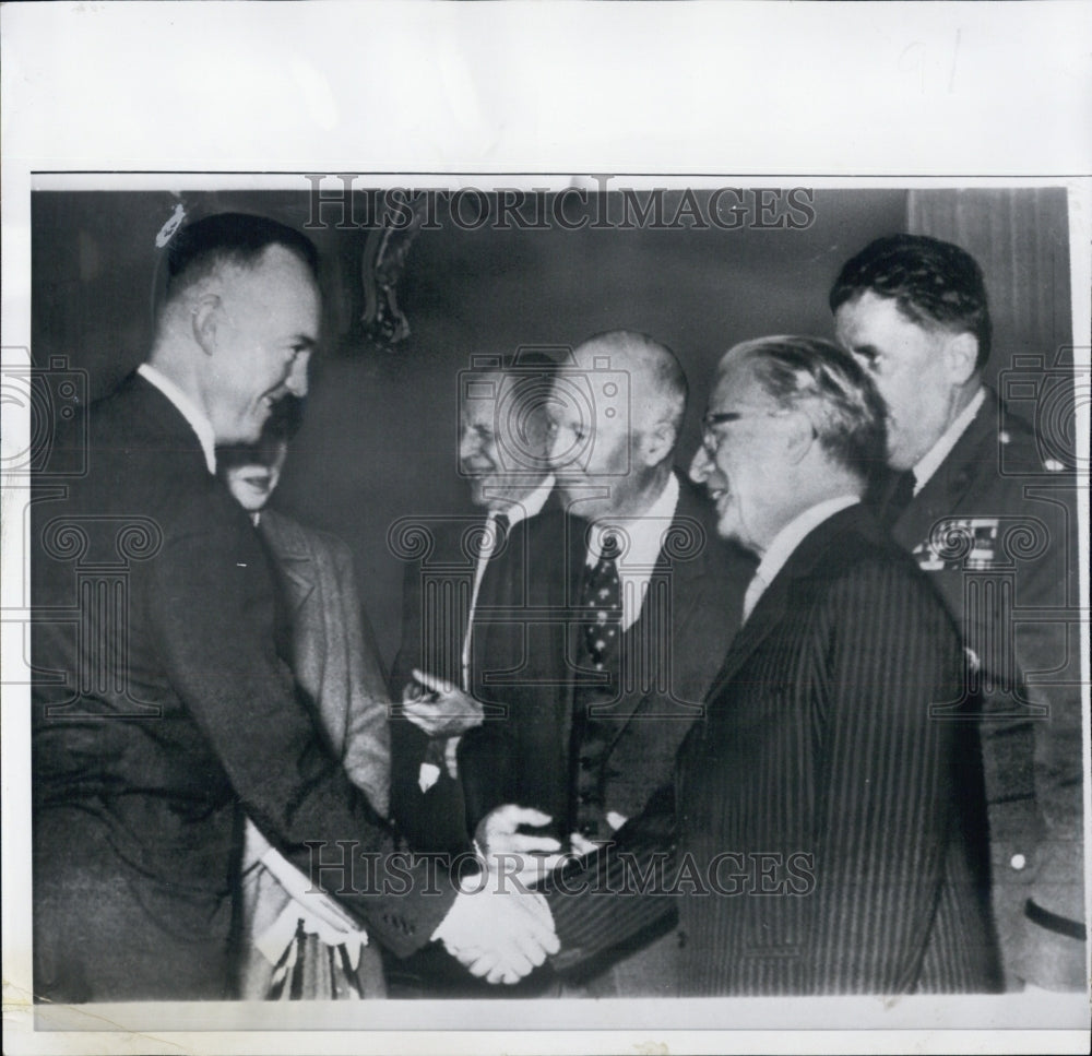 1959 Press Photo Pres. Eisenhower and his son greeting Italian President - Historic Images