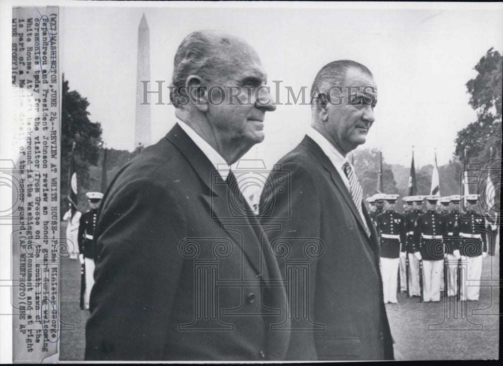 1964 Press Photo Prime Minister George Papandreou and President Johnson - Historic Images