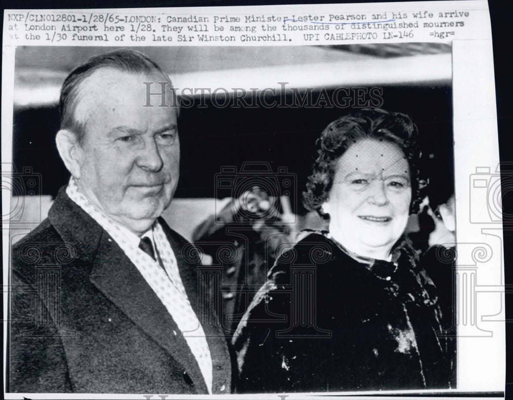 1965 Press Photo Canadian Prime Minister Lester Pearson and his wife. - Historic Images