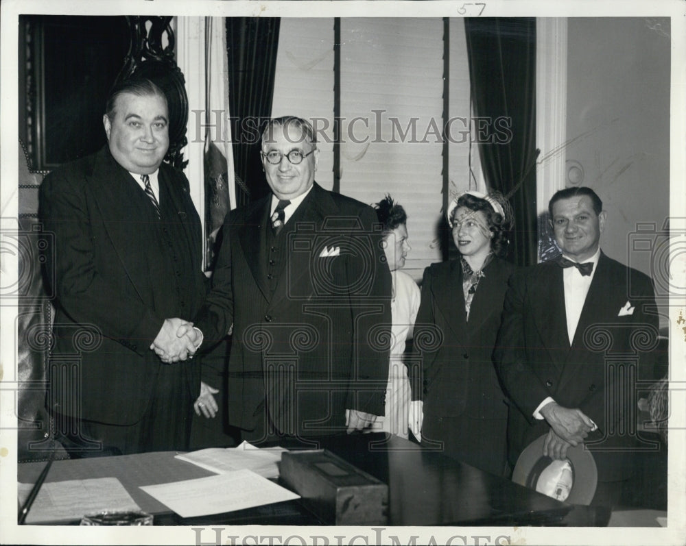 1952 Gov Paul Dever Congratulates Edward Peece Superior Court Judge - Historic Images