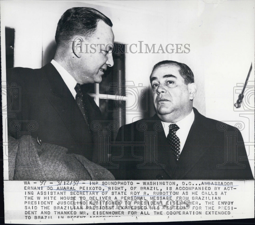 1957 Ambassador Ernani Do Amaral Peixoto Brazil Asst Sec State Roy - Historic Images
