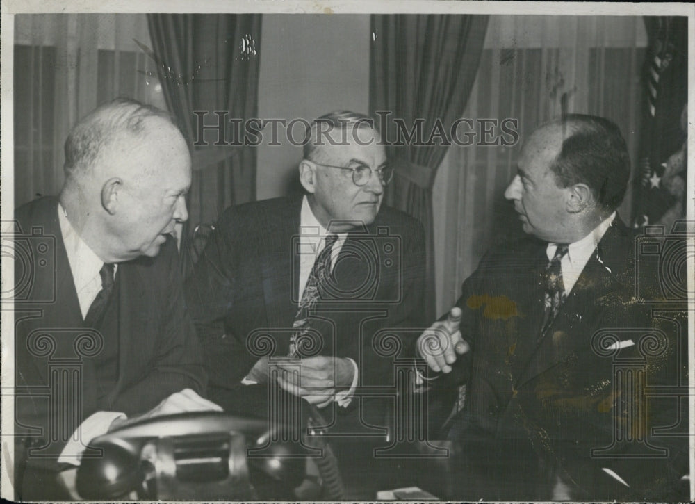 1953 President Eisenhower with John Foster Dallas and Alan Stumsor - Historic Images