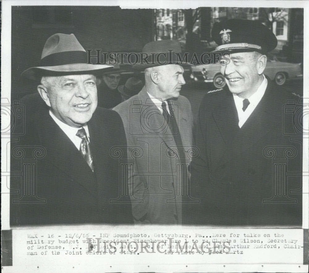 1955 Press Photo President Eisenhower, Charles Wilson and W. J. Neil - RSG91893 - Historic Images