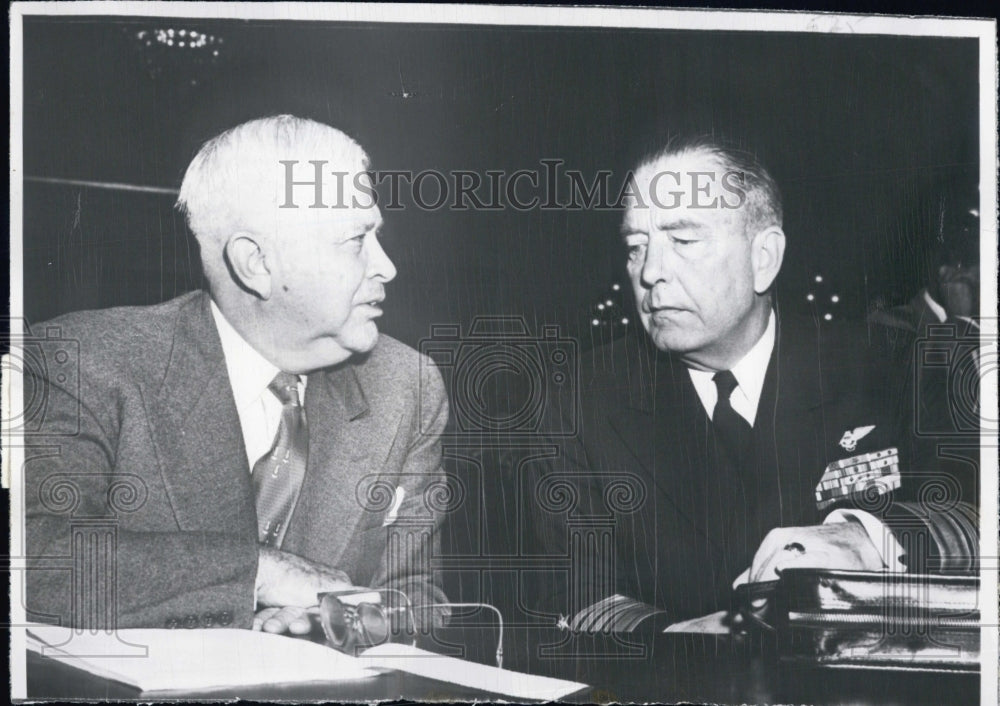 1955 Press Photo Defense Secretary Charles Wilson left, &amp; ADM. Arthur W. Radford - Historic Images